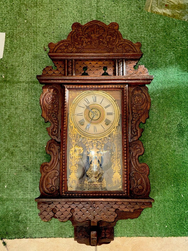 E.N. Welch Antique Parlor/Kitchen Wall Clock With Alarm