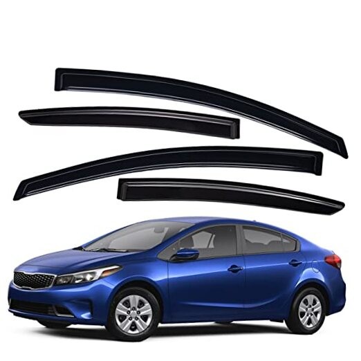 Extra Durable Outside-Mount Auto Vent Window Visor, Fits 2014-2018 Kia Forte