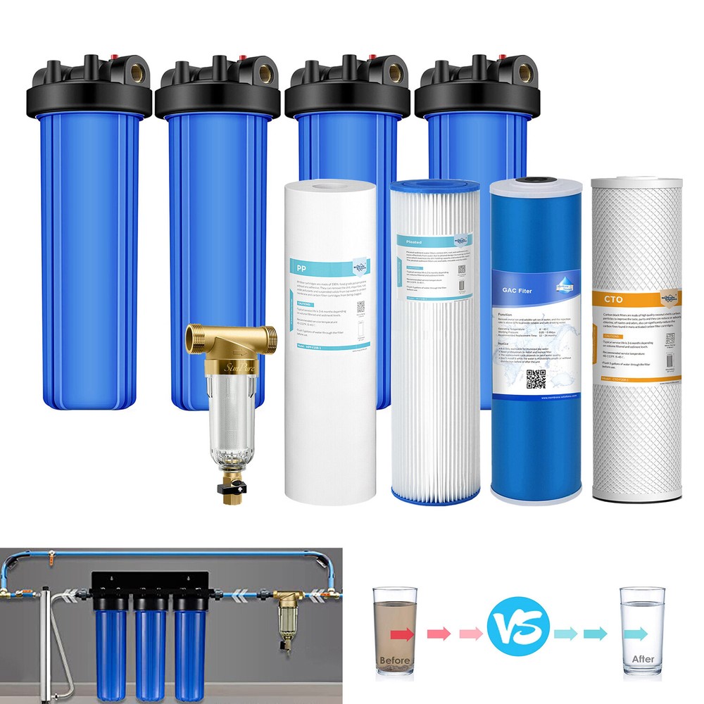 20 Inch Whole House Water Filter Housing Filtration System PP CTO GAC Cartridge