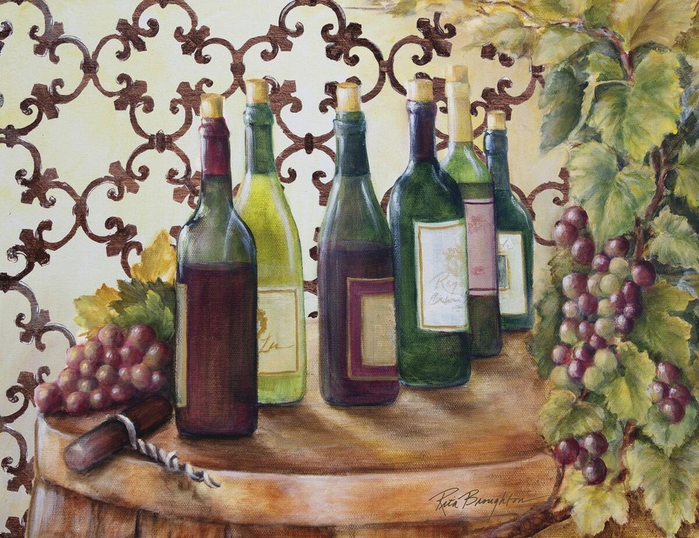 Ceramic Backsplash Tile Mural Wine Themed Kitchen - Wine Trellis IV