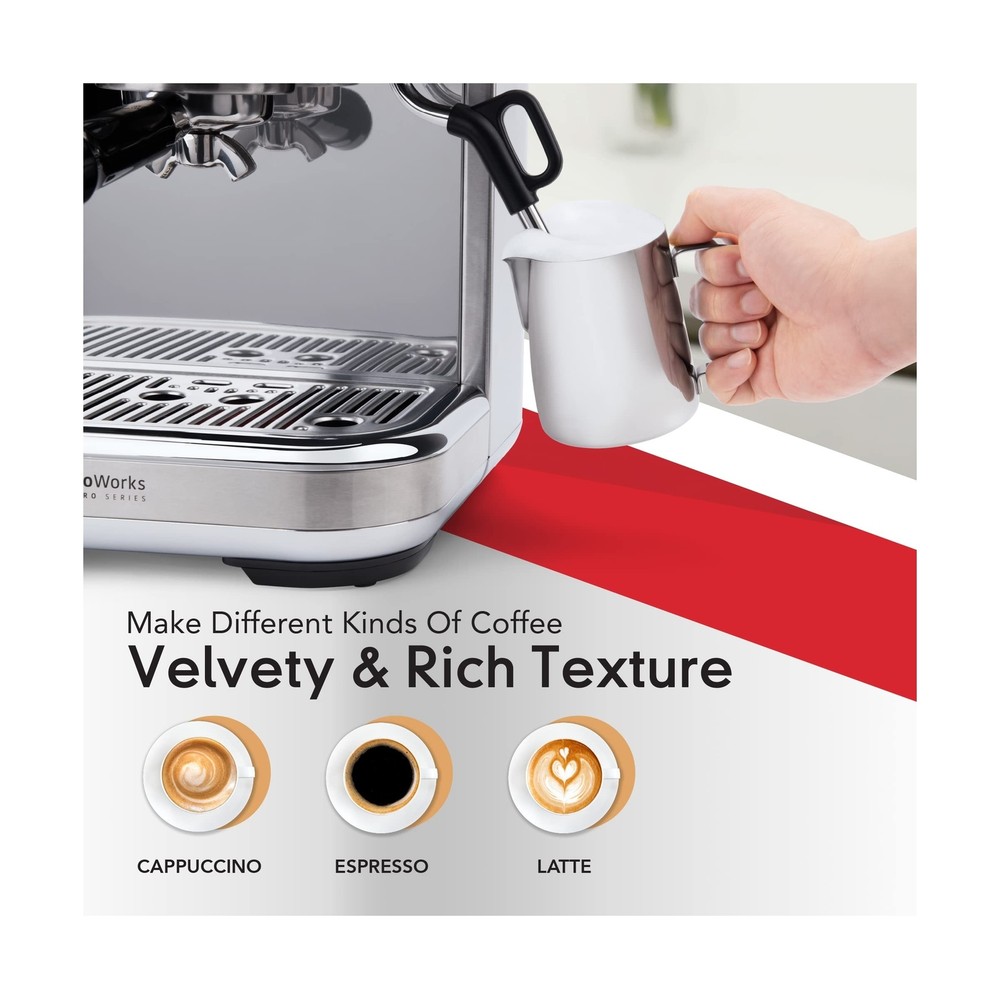 EspressoWorks Barista Pro Series Espresso Machine with Grinder, LCD Display a...