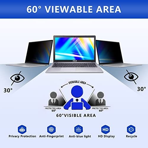14" Laptop Privacy Screen Protector - Anti-Glare, Blue Light Filter, Scratch-Res