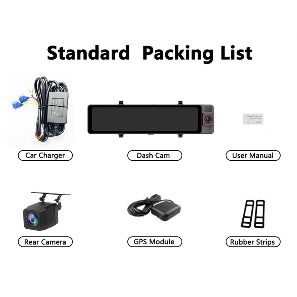 3 Channel Mirror Dash Cam Car Rear View Mirror Camera Carplay Android Auto DVR