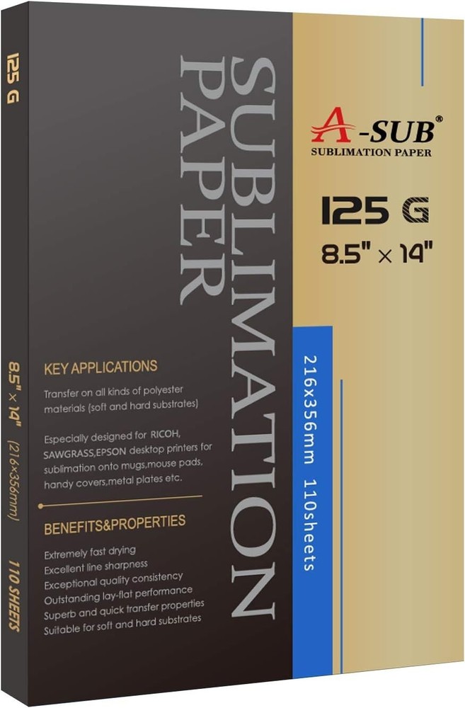 8.5x14” Sublimation Paper - 110 Sheets, Fast-Drying & 98% Transfer Rate