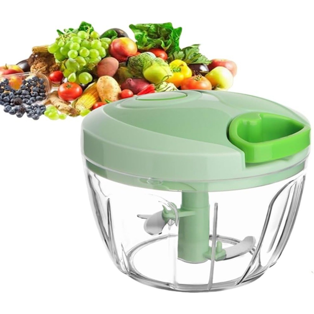 Manual Food Chopper Vegetable Cutter with Container Pull String for Salad Garlic