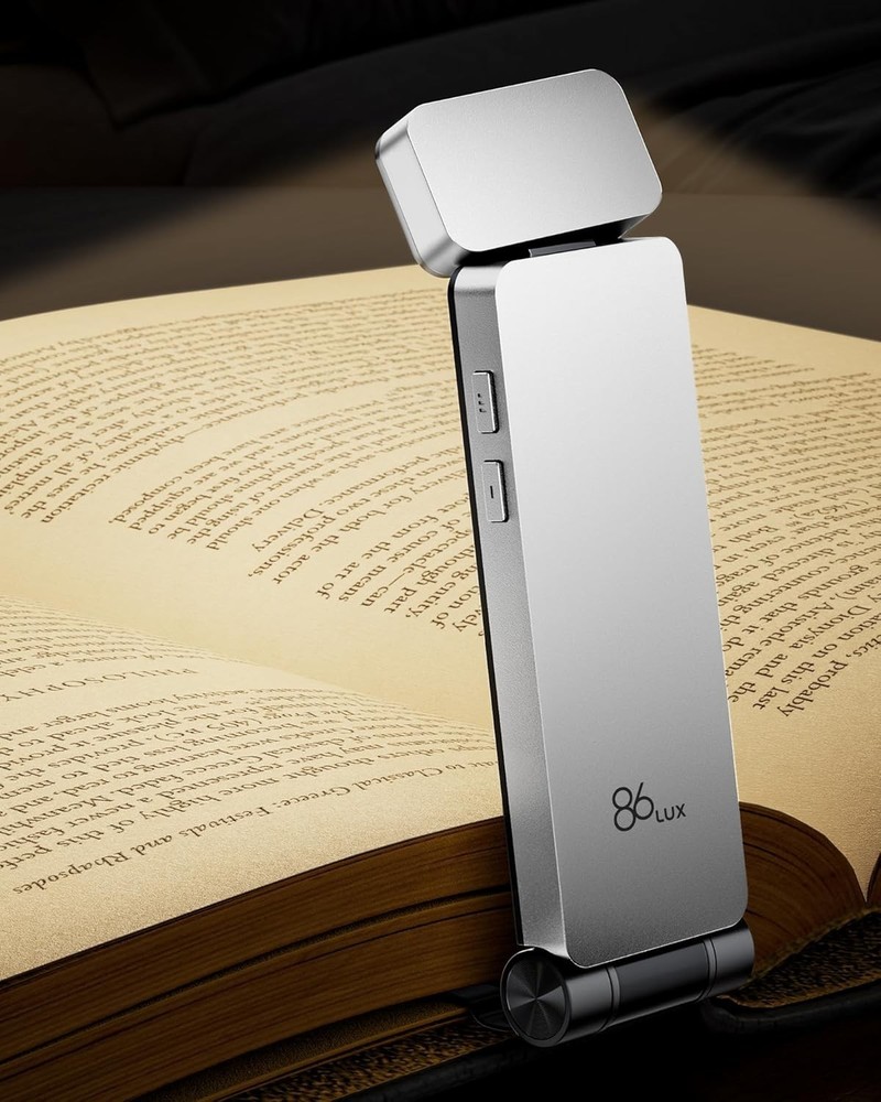 Book Light, Rechargeable Clip-On LED Reading Light for Bed & Night , Silver