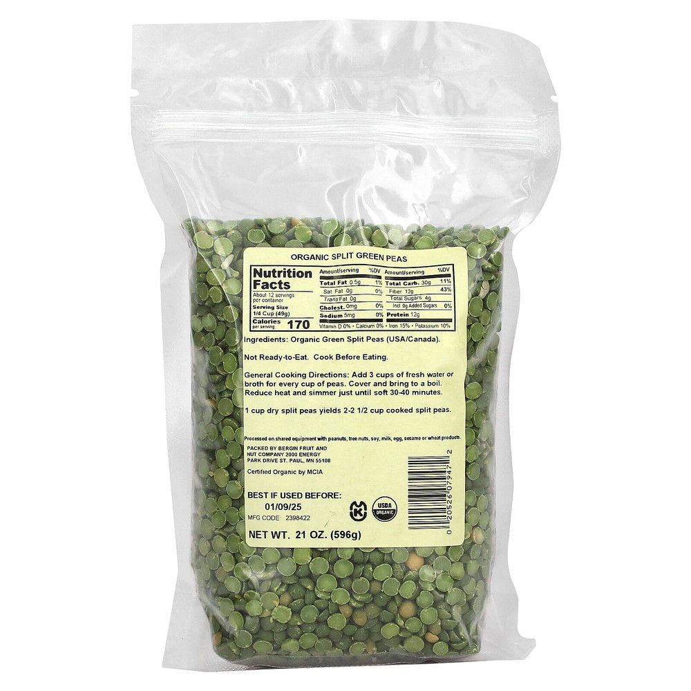 Organic Split Green Peas, 21 oz (596 g)
