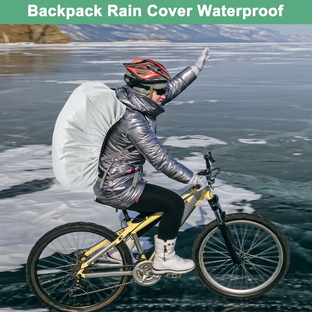 Waterproof Backpack Rain Cover, 30L-40L Backpack Cover [Silver]