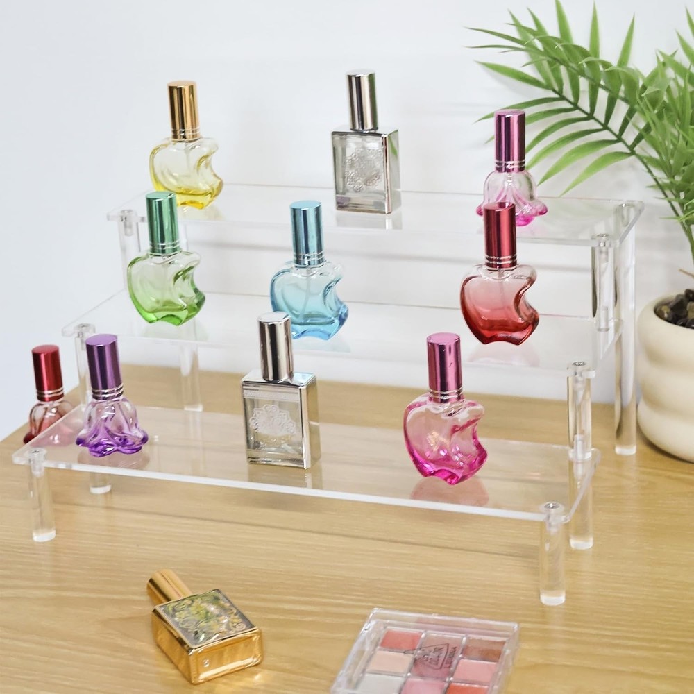 Elegant 3 Tier Acrylic Display Risers - Perfume & Cupcake Organizer - 9 In.