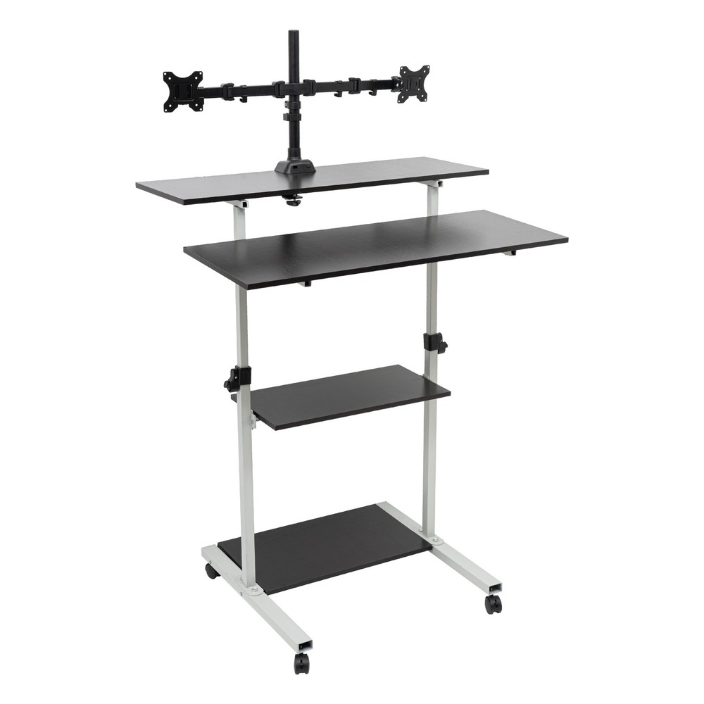 Mobile Standing Desk Adjustable Computer Desk Rolling Laptop Cart Tall Table