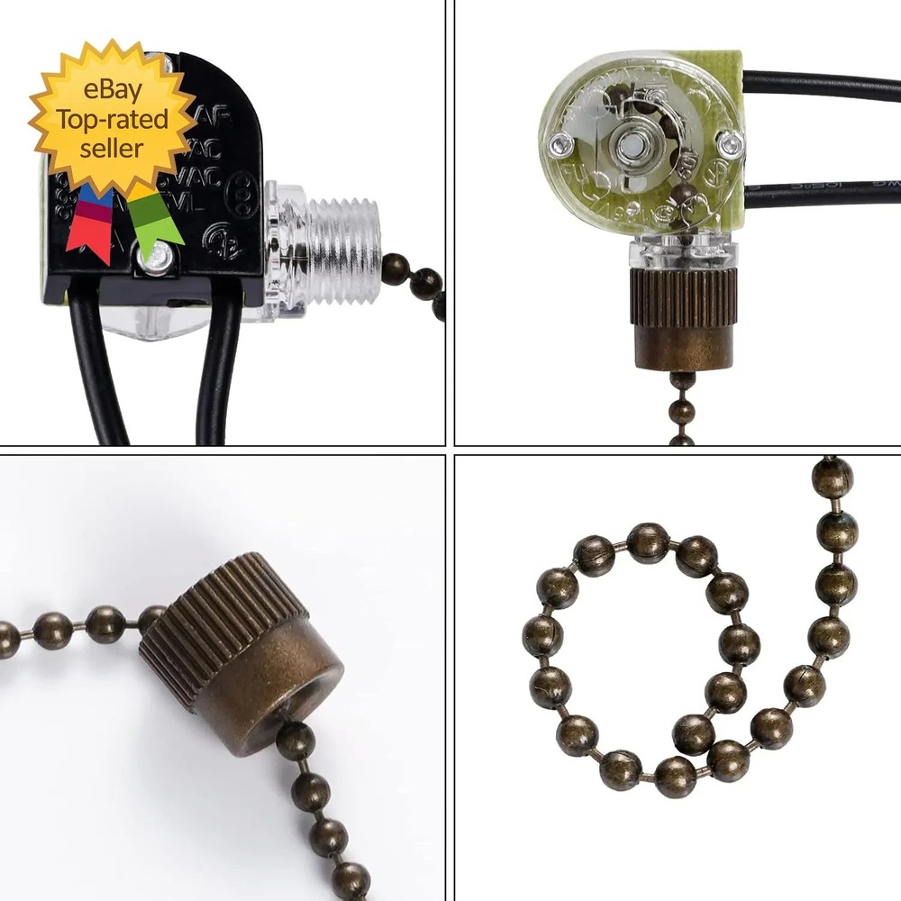3 Pack Ceiling Fan Pull Chain Switch Zing Ear ZE 109 Two Wire Light Switch