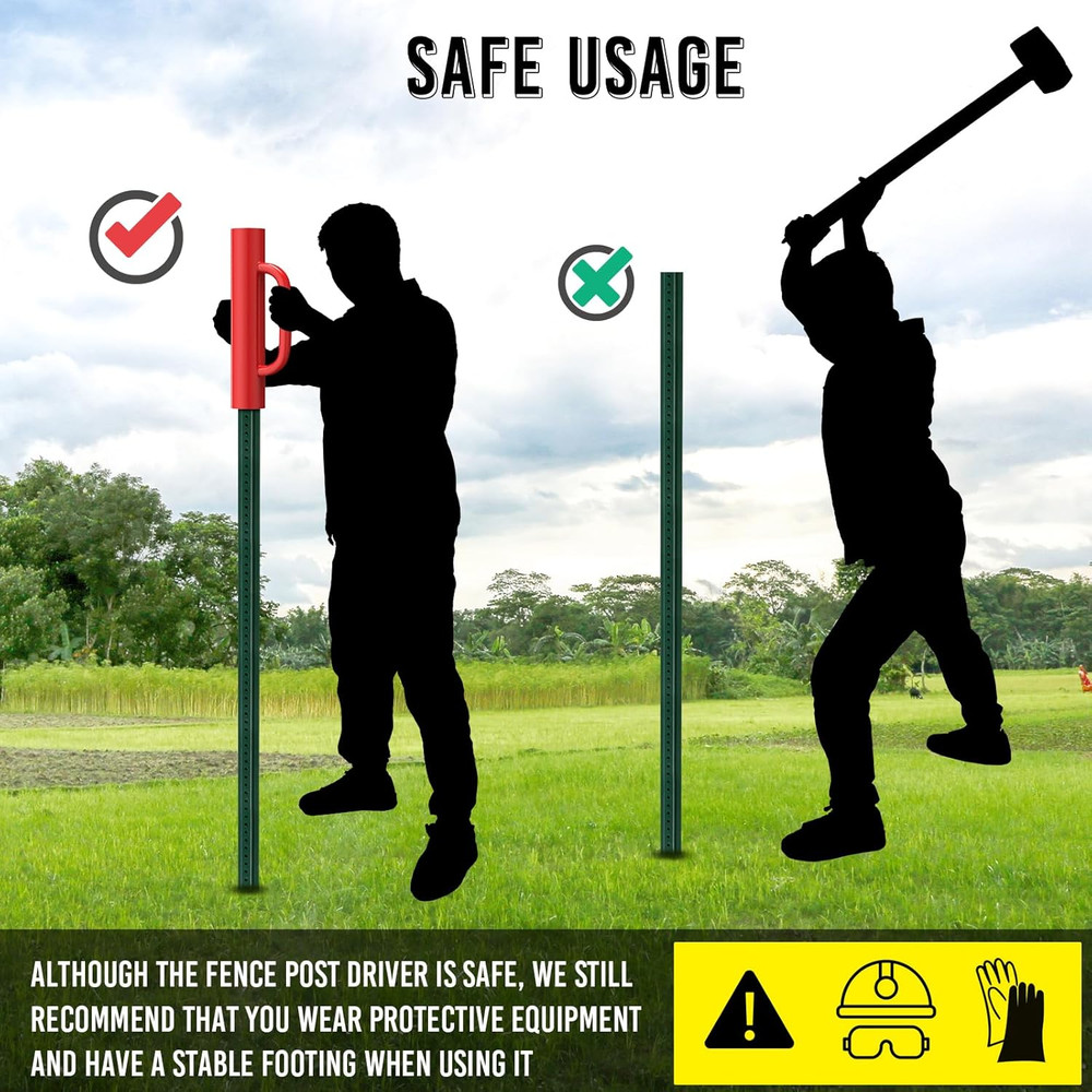 T Post Driver - 12LB Fence Post Driver Heavy Duty Hand Post Pounder with Handle