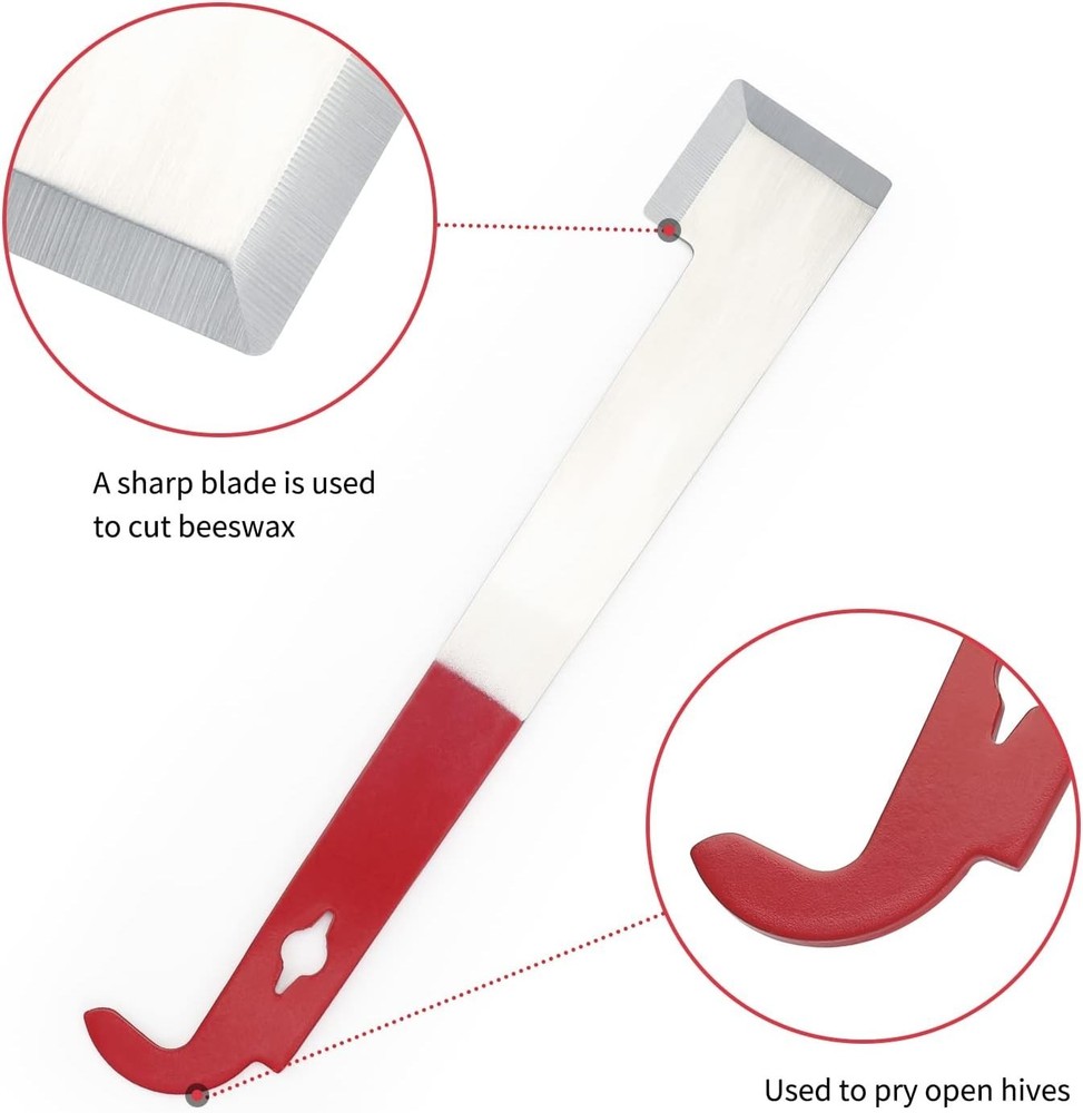 Essential 10-1/2" J Hook Hive Tool - Sturdy Beekeeping Frame Lifter & Scraper