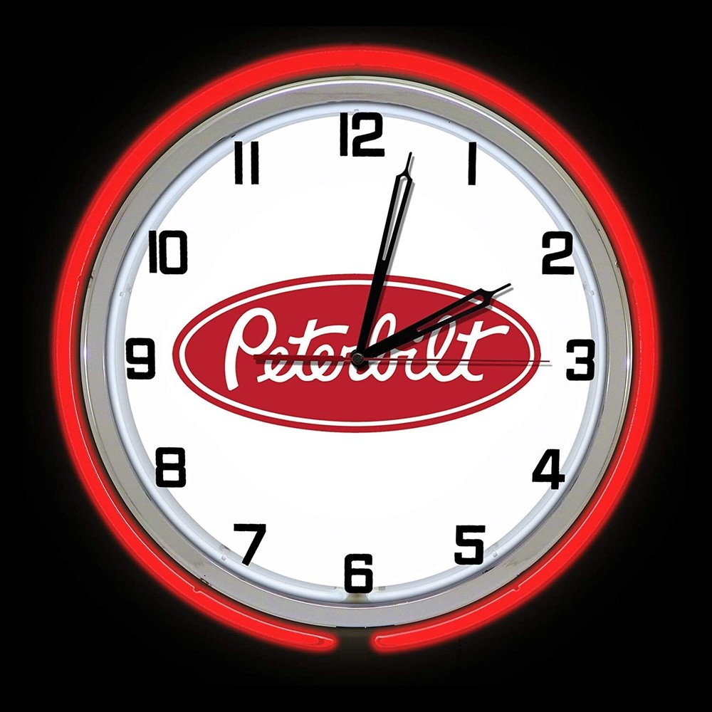 15" Peterbilt Sign Double Neon Clock Pete