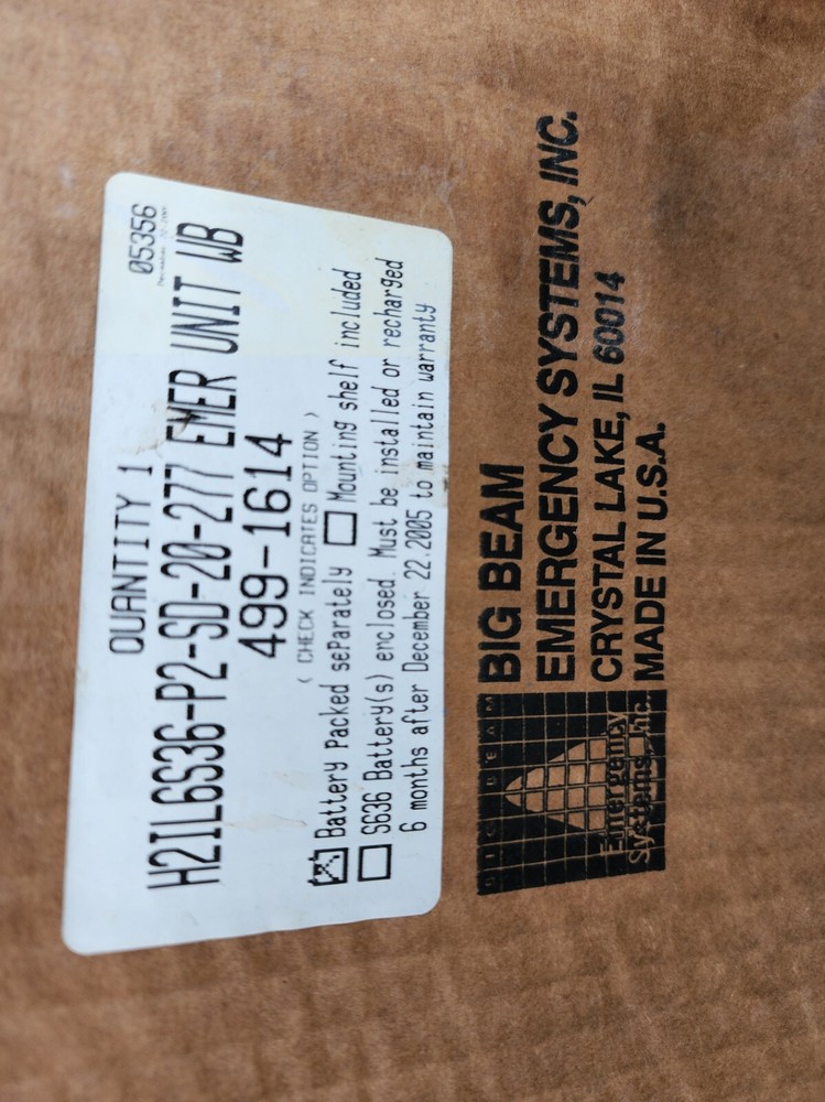 BIG BEAM EMERGENCY EXIT LIGHT H2IL6S36-P2-SD-20-277