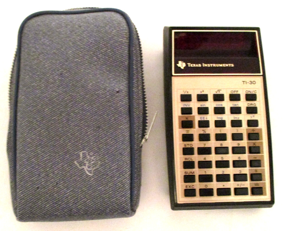 VINTAGE TEXAS INSTRUMENTS TI-30 WITH CASE   TESTED WORKS NICELY