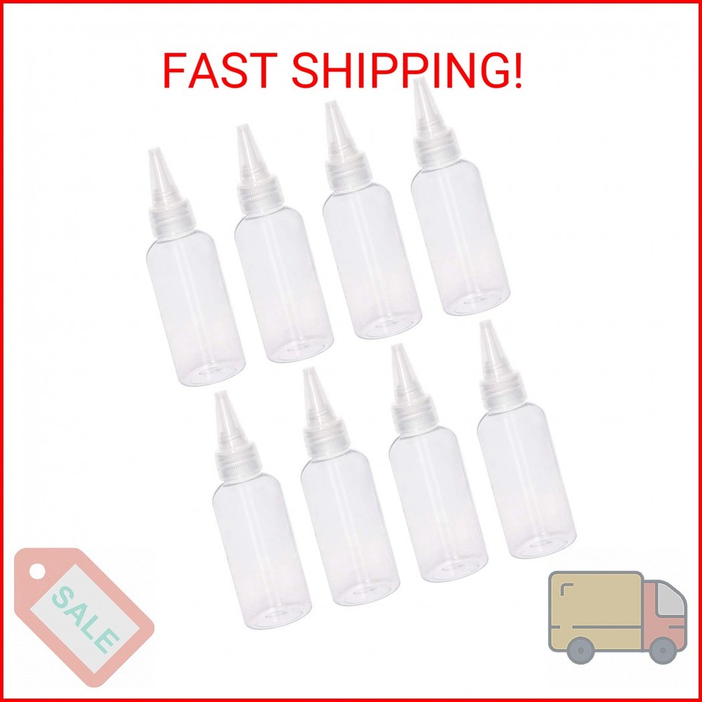 Penta Angel 2oz Plastic Squeeze Bottles 8Pcs Small Clear Empty Squirt Bottle wit