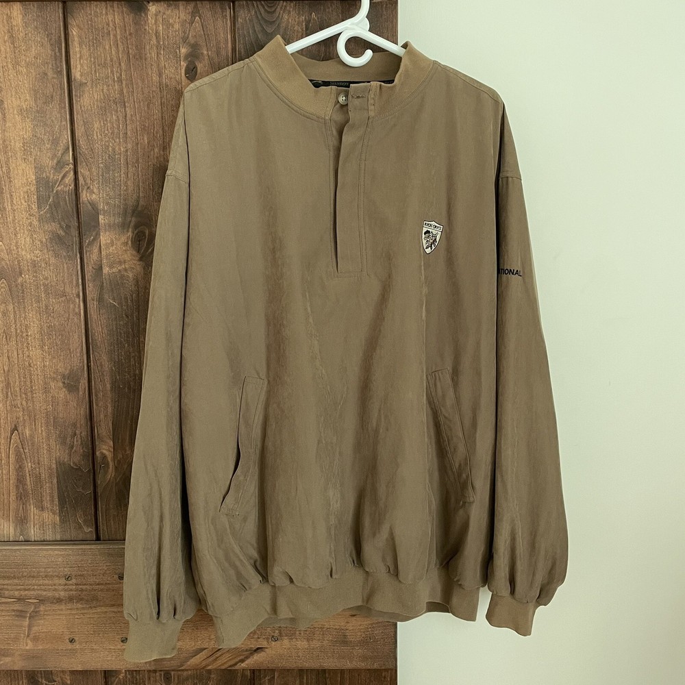 Slazenger Golf Jacket Men’s XL Brown Avon Oaks Invitational Pullover Button Wind