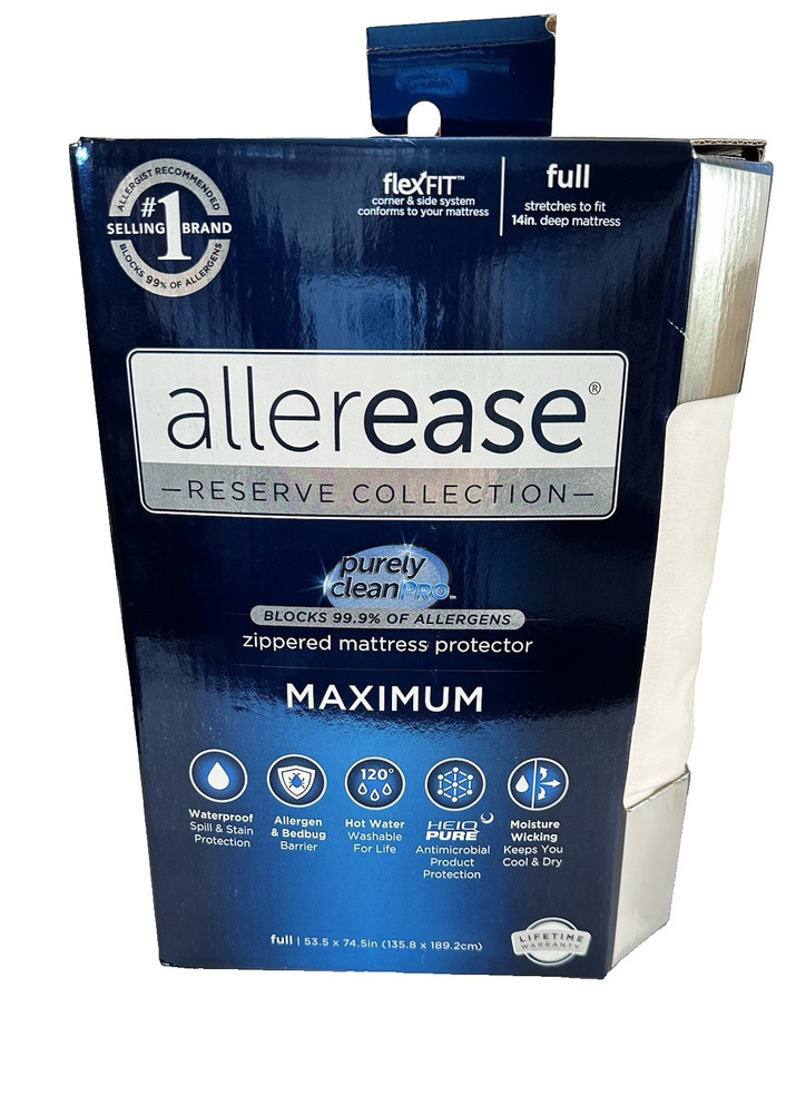 Allerease Reserve Collection Purely CleanPro Zippered Mattress Protector Full