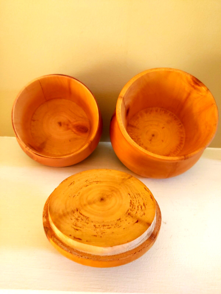 Vintage Turned Wood decorative stackable Storage Container (jewelry, trinkets)