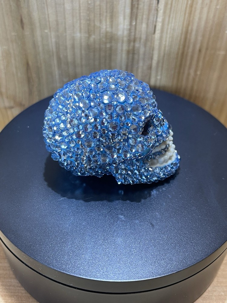 Blue Handmade Rhinestone 2.5” Skull