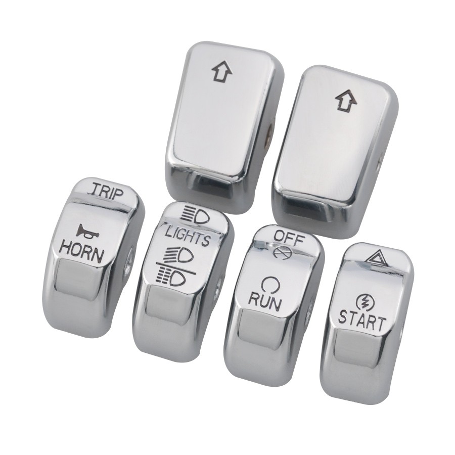 For Harley Softail Custom Deluxe 2011-2015 6pcs Hand Control Switch Caps Chrome
