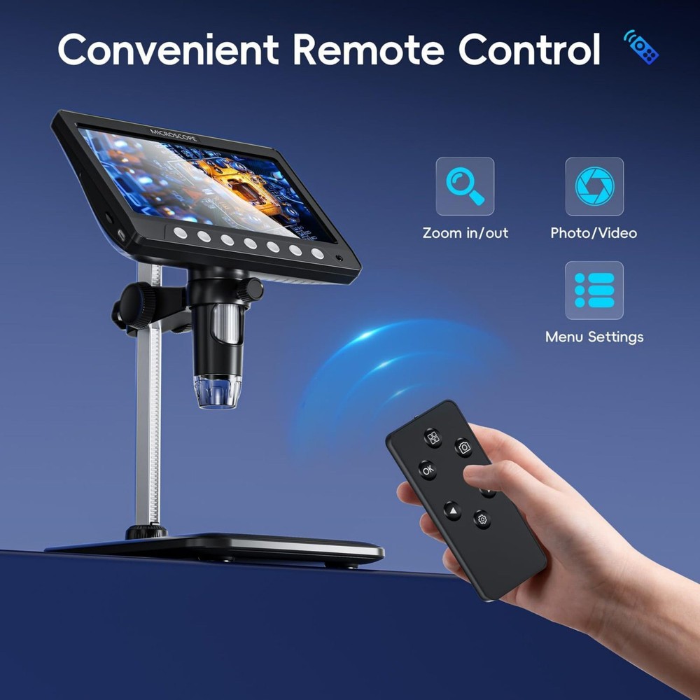 7 "IPS Screen Digital Microscope 1200X 1080P Video Focusing Microscope Tool