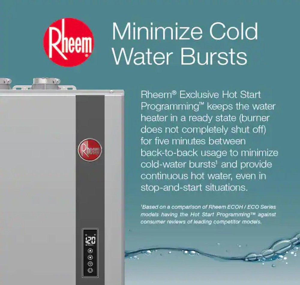 Rheem Tankless Water Heater Natural Gas Indoor 9.5 GPM SMART WIFI ECOH200DVELN-3