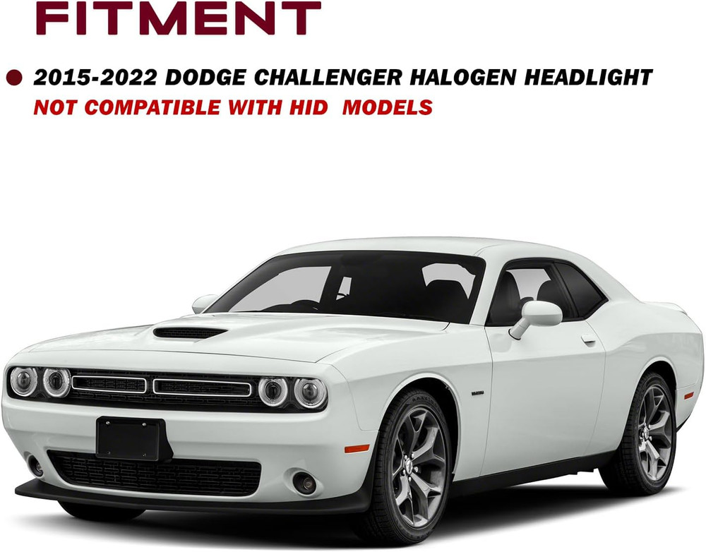Halogen Type Headlight Assembly Compatible with 2015-2022 Dodge Challenger R/T G