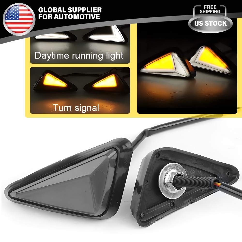 2X White/Amber LED Motorcycle Flush Mount Turn Signal Indicator Blinker Light