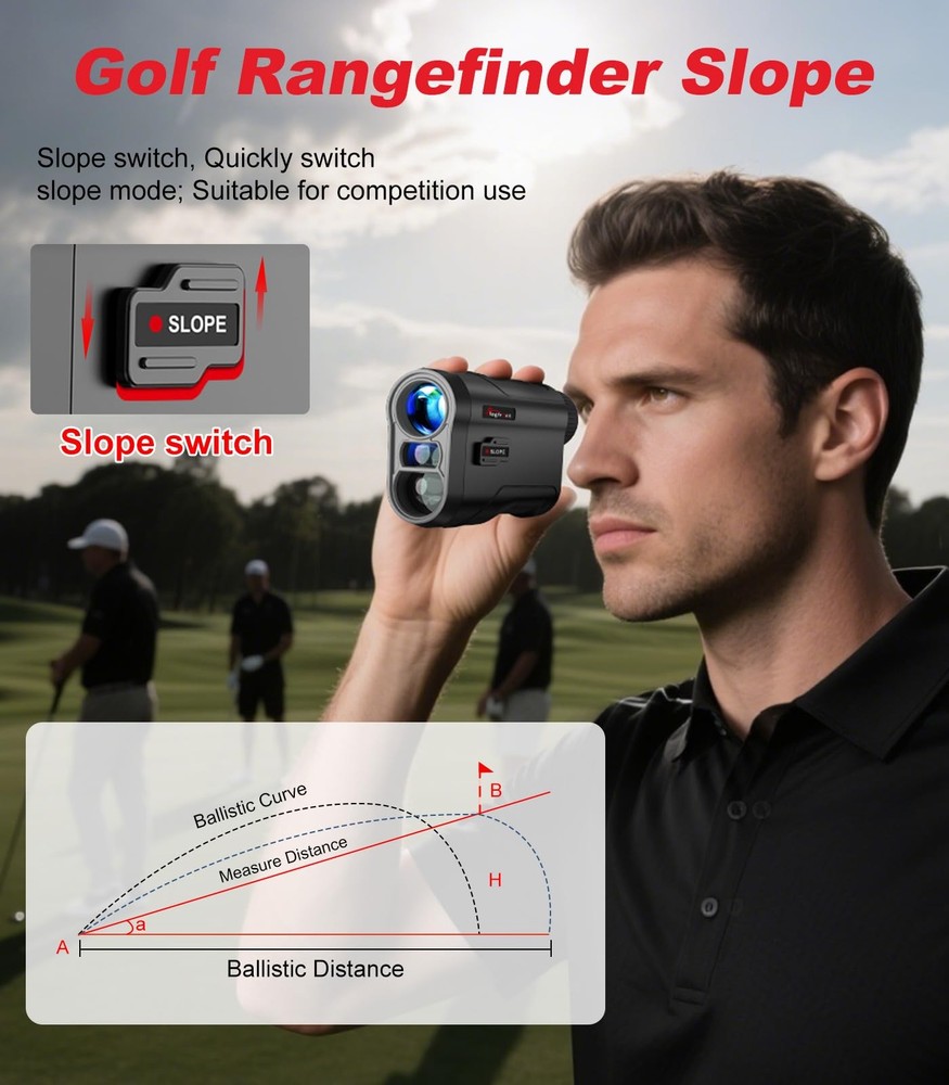 Golf Rangefinder with Slope, 1000 Yards Range Finder Golf, 6X black