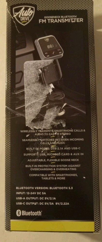 Auto Drive Bluetooth FM Transmitter Gooseneck VM-208N - OPEN BOX