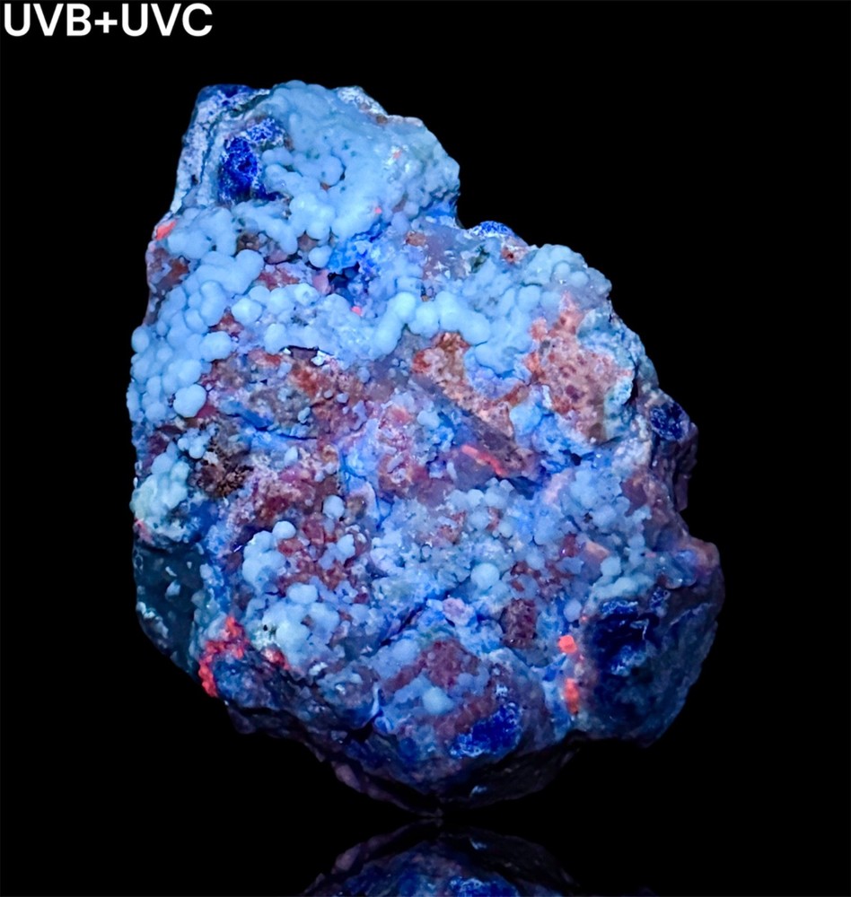 449 Gr. Fluorescent Phosphorescent Rare Blue Sodalite Cluster W/Unknown Bubbles