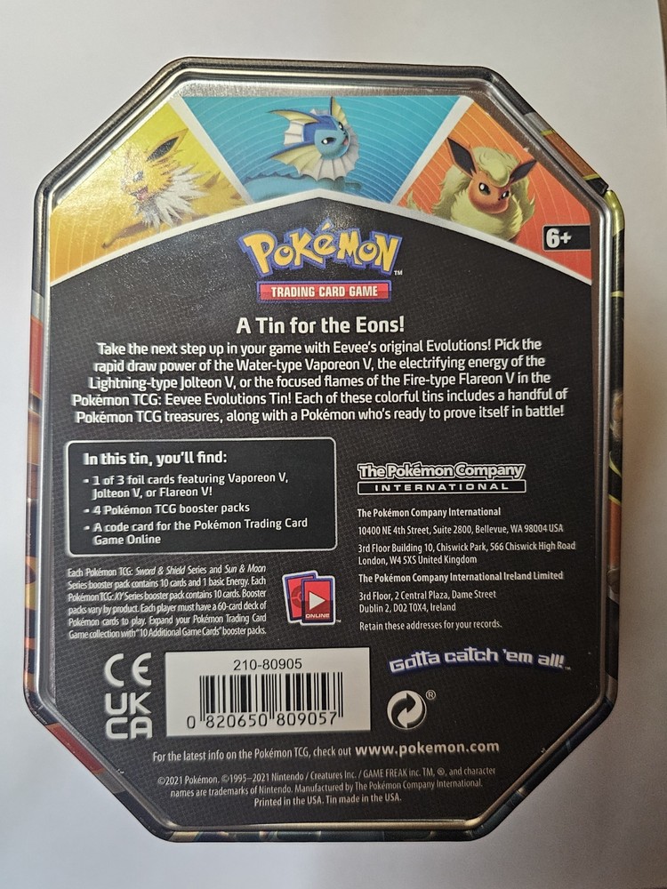Pokemon Evolving Skies Eevee Evolutions V Empty Tin Jolteon