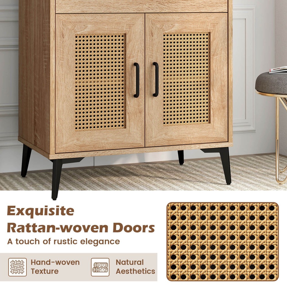 Coffee Bar Cabinet w/Pegboard Storage Drawer & Adjustable Shelf Buffet Sideboard