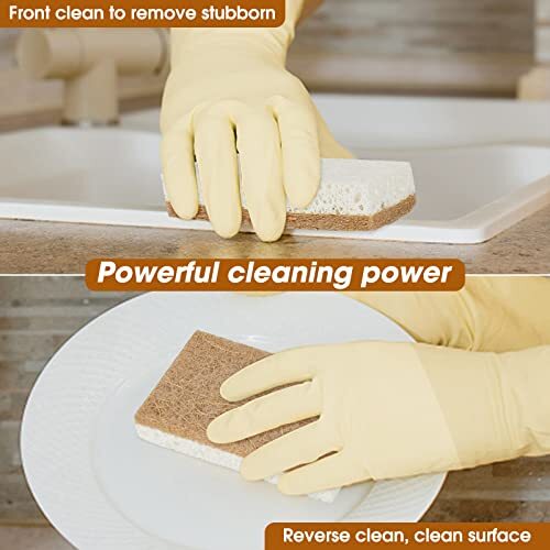 Compostable Cellulose and Coconut Walnut Scrubber Sponge for Kitchen, 9 Pack