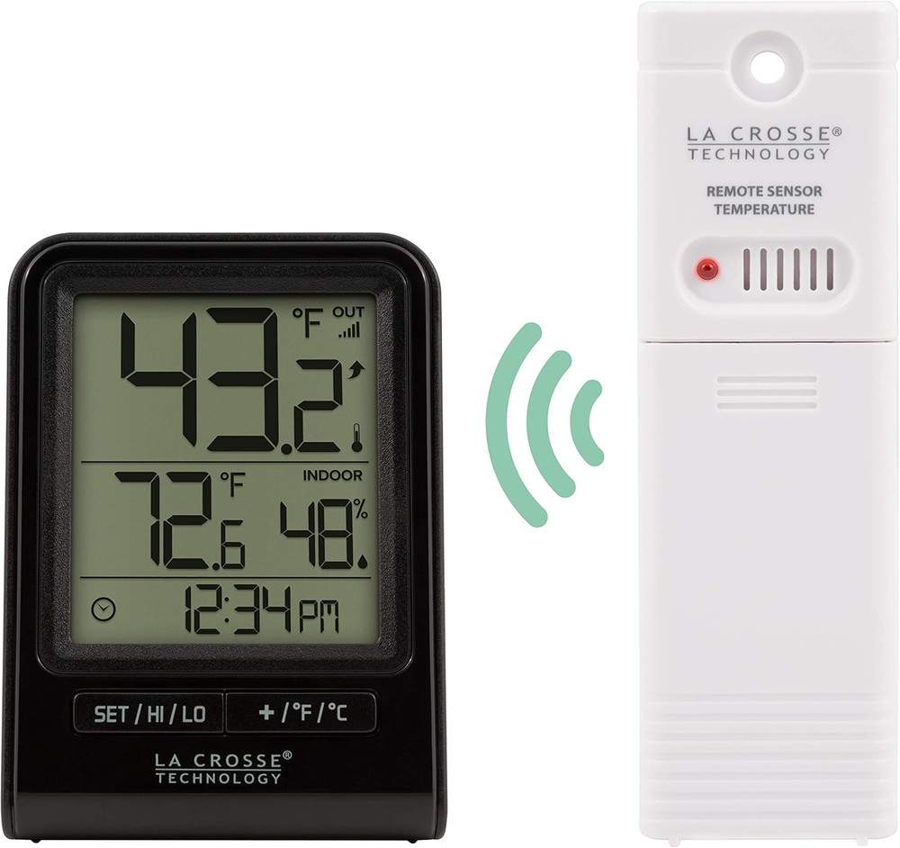 308-1409BT-CBP Wireless Temperature & Humidity Station with Time , Black