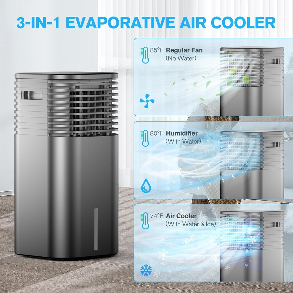 3-in-1 Portable Air Conditioner with Remote, Timer & 120° Oscillation