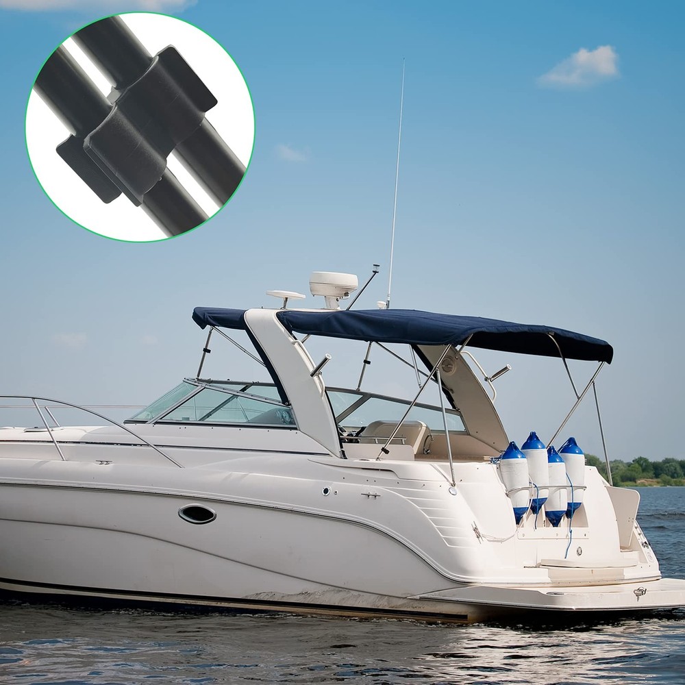 2 Pack Bimini Top Pole Clips Holder - Anti Rattle Brace Security Black