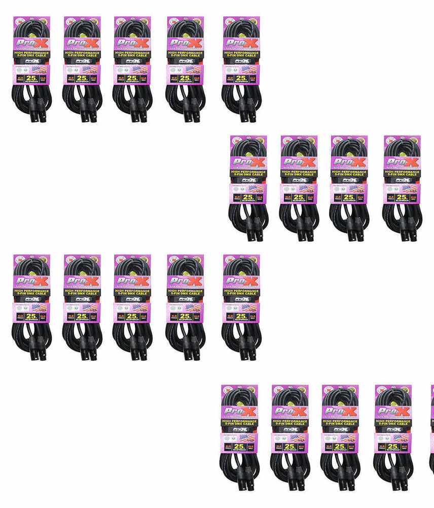 18 ProX 5 Pin 25 ft High Performance Data Lighting DMX Cables