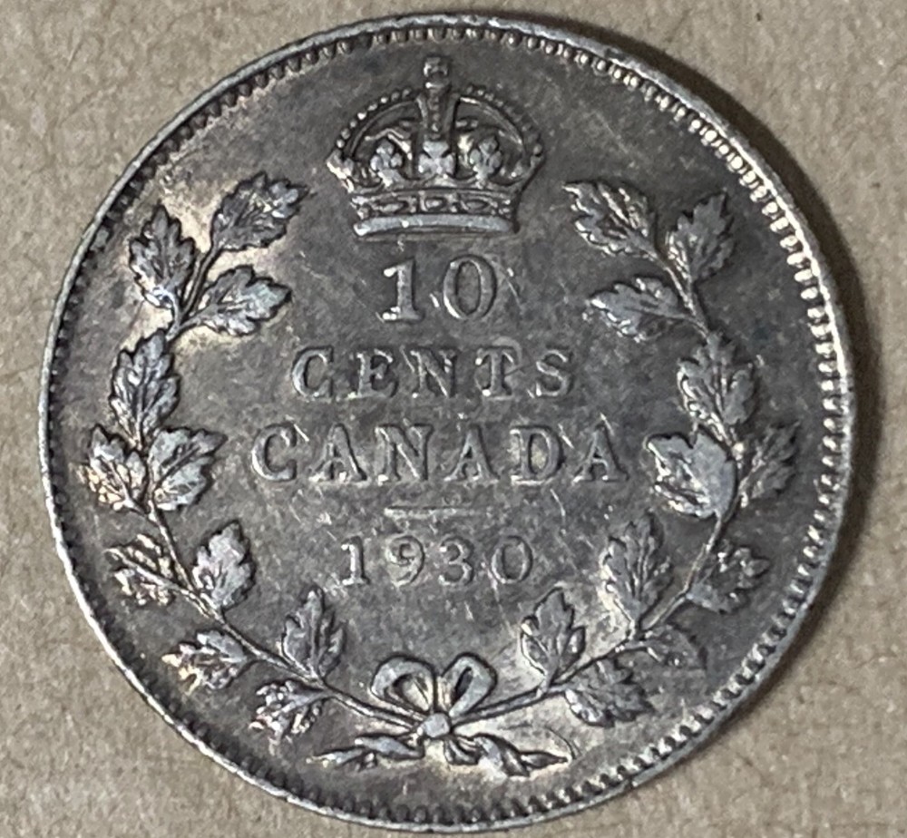 Canada 1930 10 Cents Silver Dime, MS+++