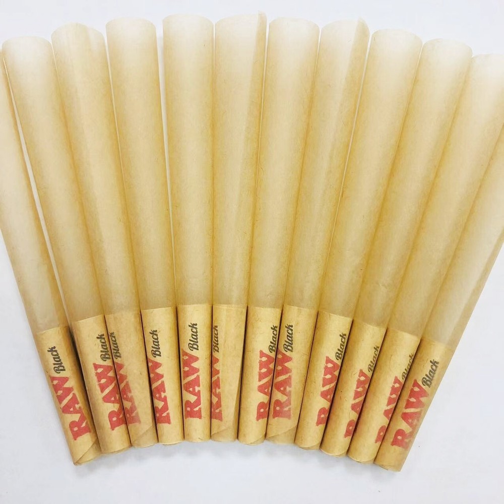 Authentic RAW Black 1 1/4 Size Pre-Rolled Cone 50 Pack & Free Clipper Lighter