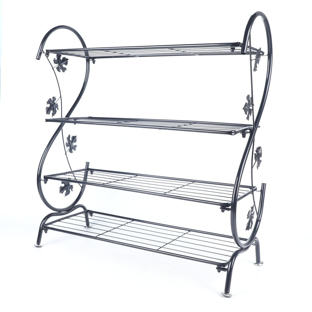 4-Tier Shoe Shelf Rack Organizer Metal Plant Stand Holder Flower Pot Display USA