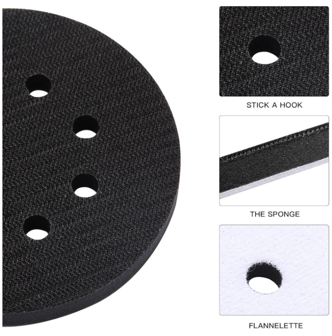 6 Pack 5in 8 Hole Interface Pad Orbital Sander Foam Hook Loop Pads