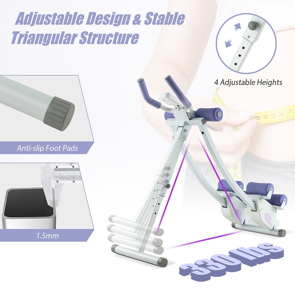 Ab Machine Foldable Core & Abdominal Workout Trainer Cruncher Adjustable Heights