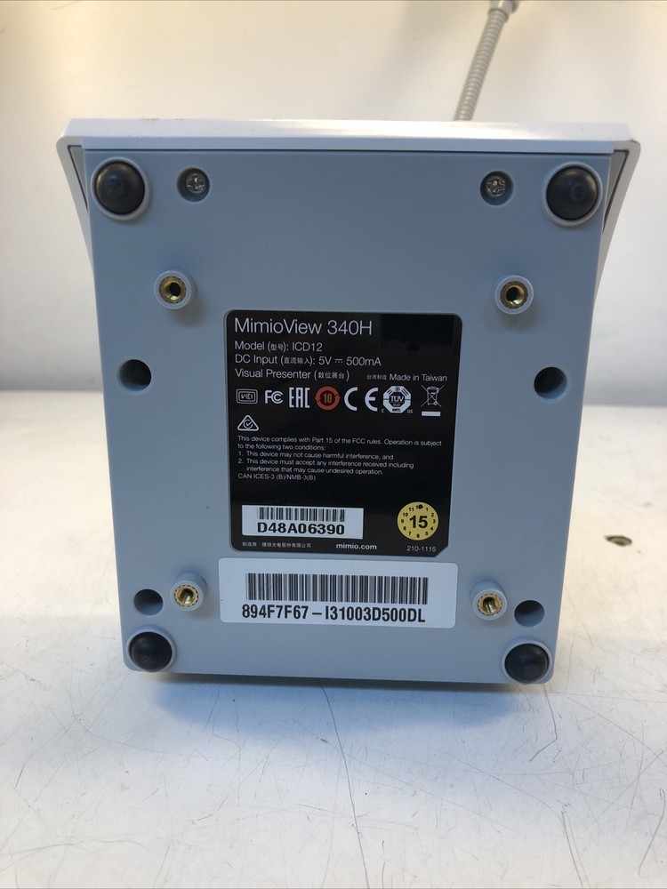 Mimio MimioView 340H USB Document Camera Model ICD12 With USB Cable