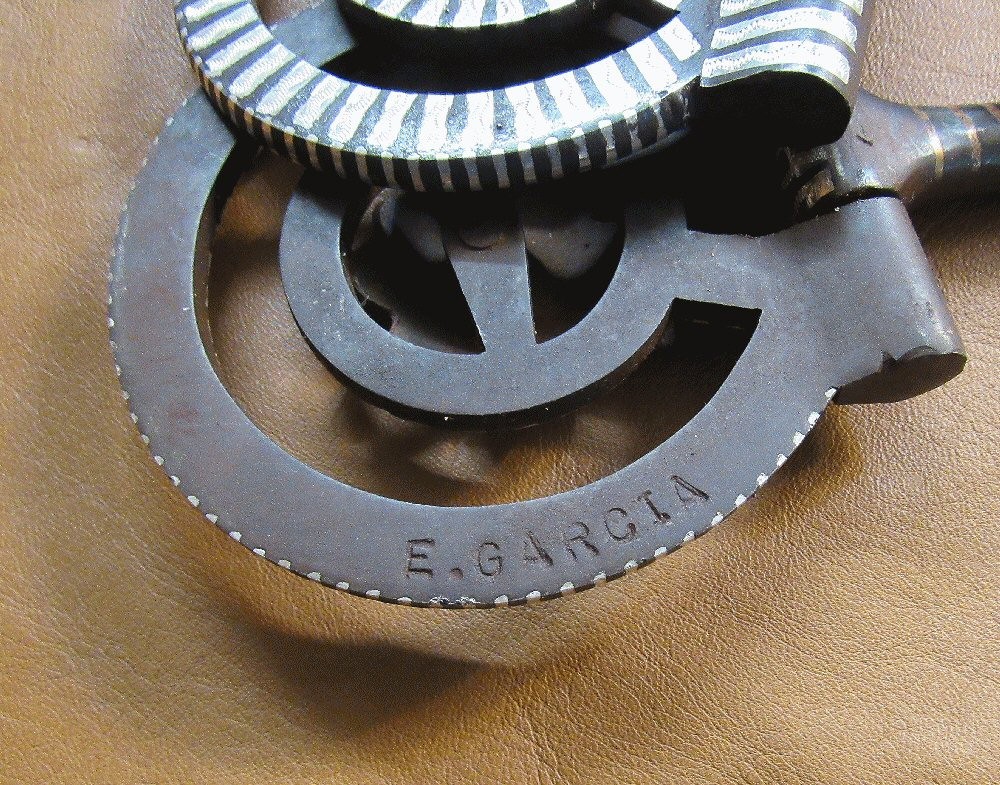 E Garcia Brown D Ring Flower Snaffle Silver Bit