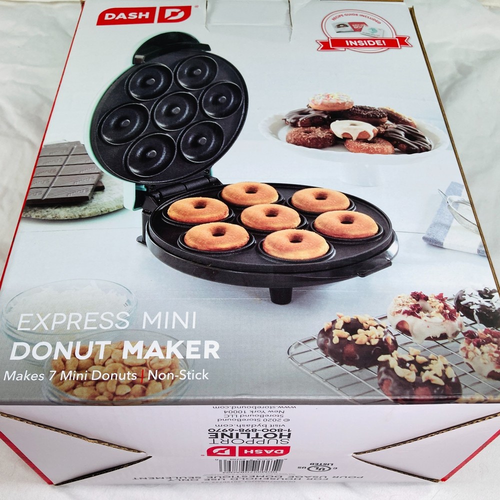 DASH Mini Donut Maker Machine w/ Non-stick Surface, Makes 7 Doughnuts - Aqua