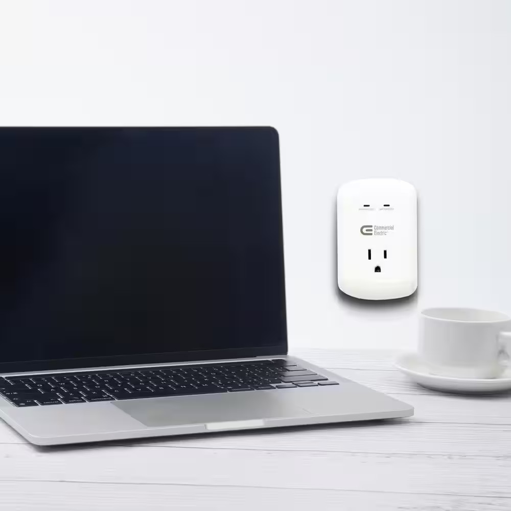 1-Outlet Wall Mounted Surge Protector, White (4-Pack)