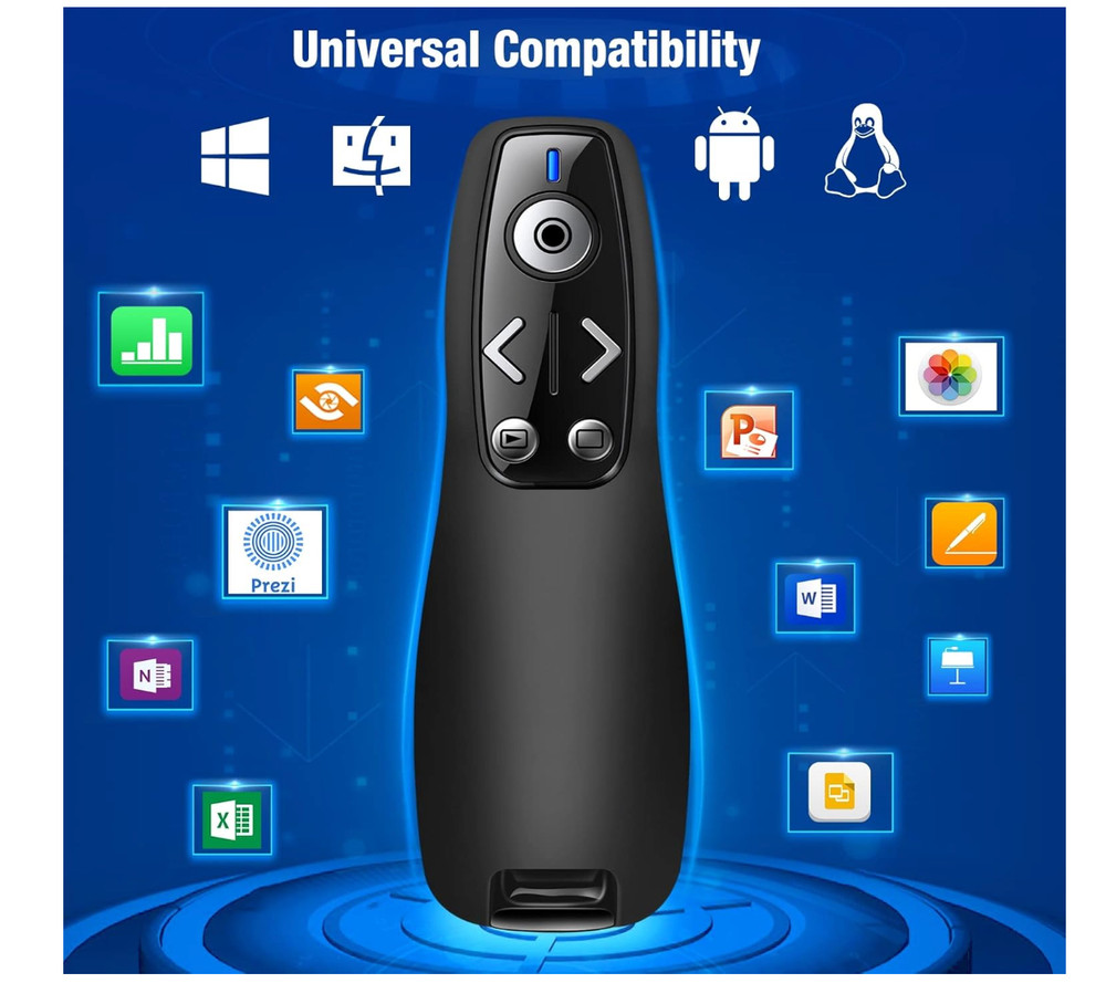 Presentation Clicker Wireless Remote for PC & Mac - USB A and USB C - H